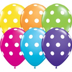 Tropical Assorted Big Polka Dots Balloons - 11" Latex (50ct)
