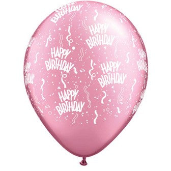 Pearl Pink Birthday-A-Round Balloons - 11" Latex (25ct)
