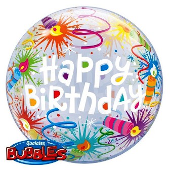 Birthday Lit Candles Single Bubble Balloon - 22" Bubble