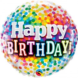 Birthday Rainbow Confetti Balloon - 18" Foil