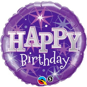Sparkle Purple Happy Birthday Balloon - 18" Foil