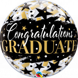 Black Stars Congradulations Graduate Bubble Balloon - 22″ Bubble