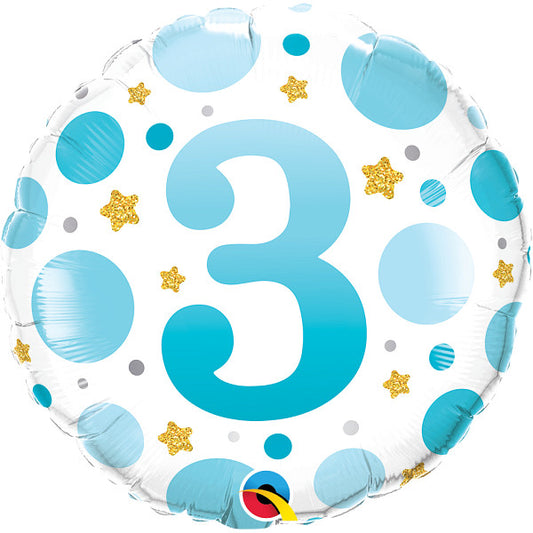 Blue Dots Age 3 - 18" Foil