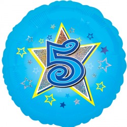 Age 5 Blue Stars Standard Balloon - 18" Foil
