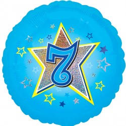 Age 7 Blue Stars Standard Balloon - 18" Foil