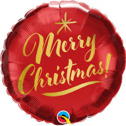 Christmas Gold Script Red Balloon - 18" Foil