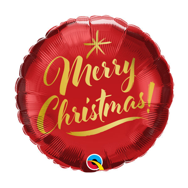 CHRISTMAS GOLD SCRIPT RED MiniShape Air-Filled Balloon – Foil 9"