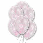 Pre Filled Pink Confetti Clear Latex Balloons 11"/27.5cm - 1 PKG/6