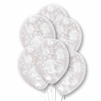 Pre Filled White Confetti Clear Latex Balloons 11"/27.5cm - 1 PKG/6