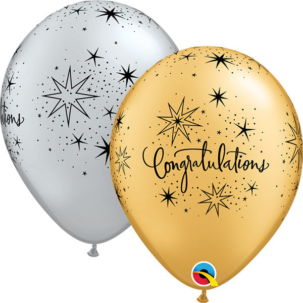 Gold & Silver Congratulations Elegant Balloon - 11" Latex (25ct)