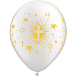 Cross & Doves Wrap Balloons - 11" Latex (50ct)
