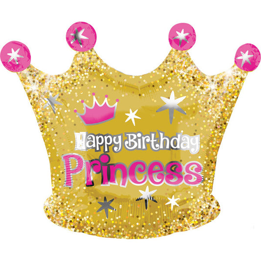 Crown Happy Birthday Junior Shape Balloon - (20" x 16")