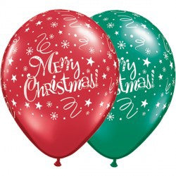 Christmas! Festive Ruby Red & Emerald Green Balloons - 11" Latex (25ct)