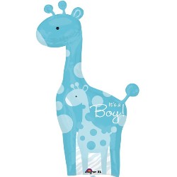Dad & Baby Blue Giraffe Balloon - Foil