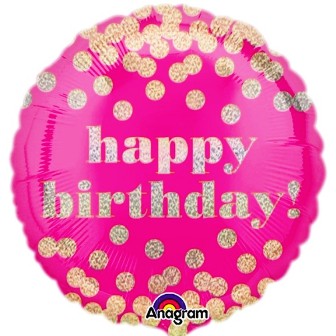 Dotty Holographic Pink Birthday Balloon - 18" Foil