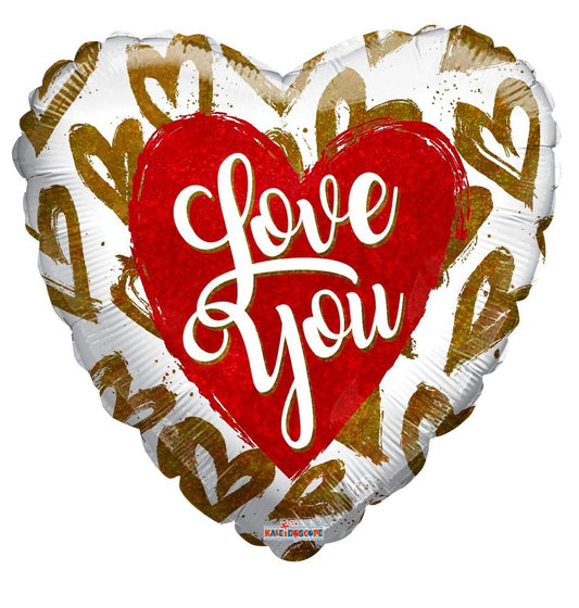 Valentine's Holographic Hearts Love Balloon - 18" Foil