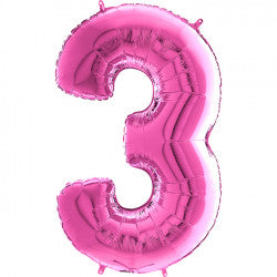 Fuchsia Number 3 Balloon - 26" Foil