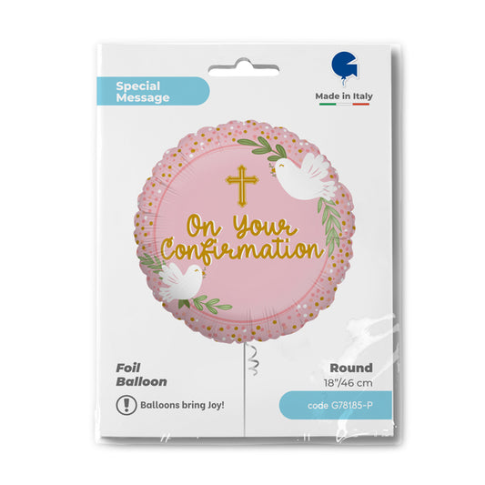On Your Confirmation Pink Balloon - 18" Foil