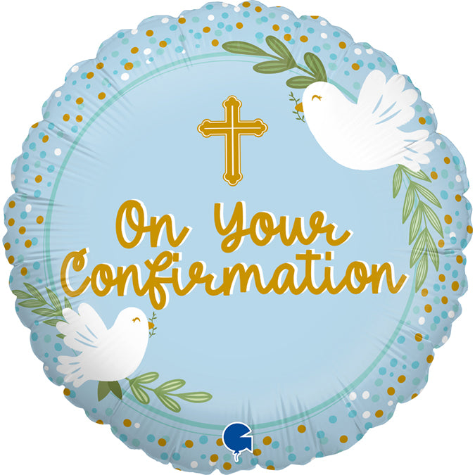 On Your Confirmation Blue Balloon - 18" Foil UnPackaged