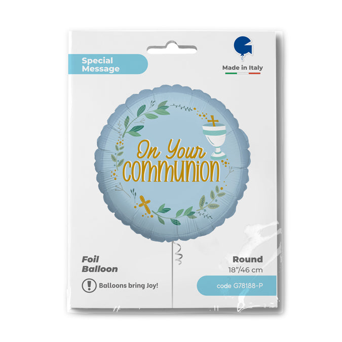 On Your Communion Blue Balloon - 18" Foil