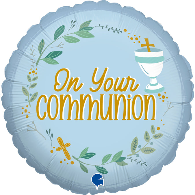 On Your Communion Blue Balloon - 18" Foil