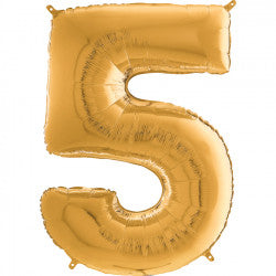 Gold Number 5 Balloon - 26" Foil