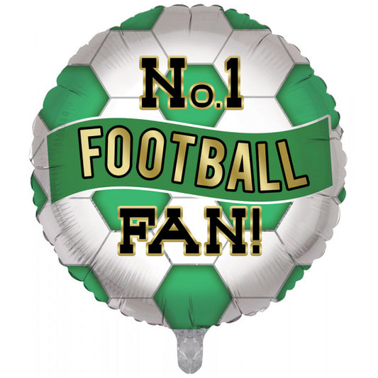 NO.1 Football FAN Green & White 18" ROUND PKT