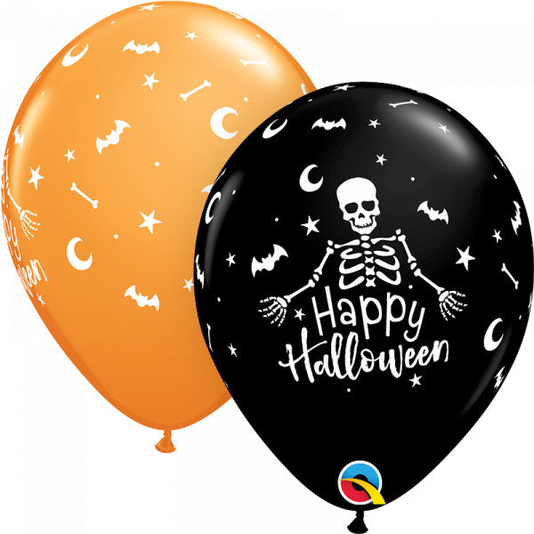 HAPPY HALLOWEEN SKELETON ASSORTMENT latex Balloons -11" (25CT)