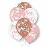 Hen Party Rose Gold Mix Latex Balloons 11"/27.5cm - 1 PKG/6