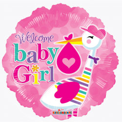 Baby Girl Stork Balloon - 18" Foil