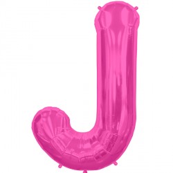 Magenta Letter 'J' Balloon - 16" Foil