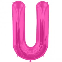 Magenta Letter 'U' Balloon - 16" Foil