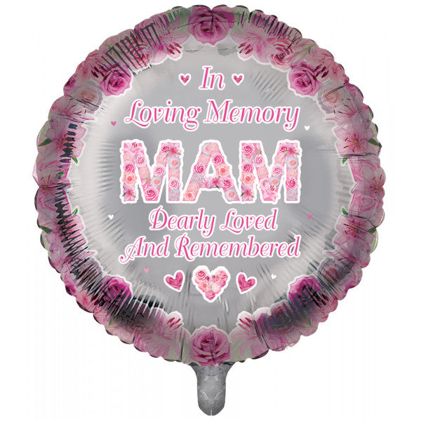 In Loving Memory Mam Pink Round Remembrance Balloon - 18" Foil