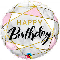 Birthday Marble Rectangles Balloon - 18" Foil