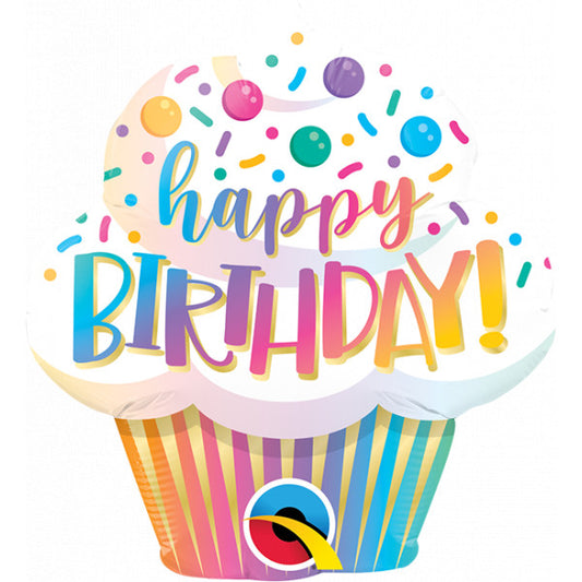 MINI OMBRE CUPCAKE BIRTHDAY Shape Air-Filled Balloon – 14" Foil