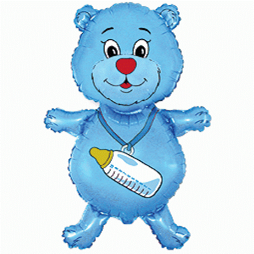 Blue Bottle Bear Supershape Balloon - Foil