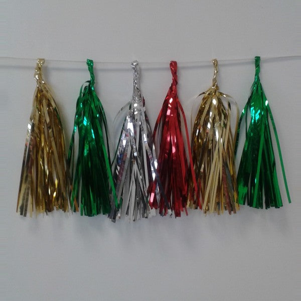Multicoloured Foil Tassel Garland