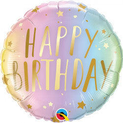 Ombre Pastel & Stars Birthday Balloon - 18" Foil