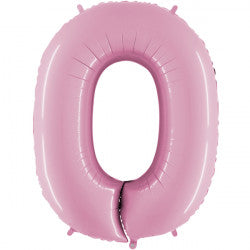 Pastel Pink Number 0 Balloon - 26" Foil