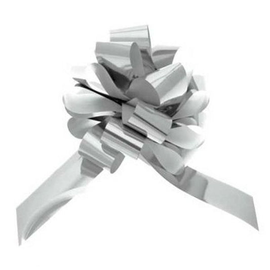 Silver Metallic Pullbows - 31mm (30ct)
