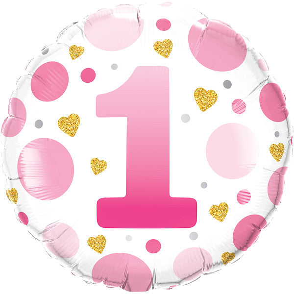 Pink Dots Age 1 - 18" Foil