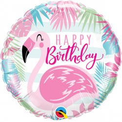 Birthday Pink Flamingo Balloon - 18" Foil