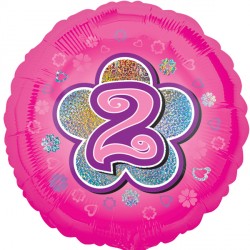 Age 2 Pink Flower Standard Balloon - 18" Foil