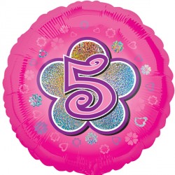 Age 5 Pink Flower Standard Balloon - 18" Foil