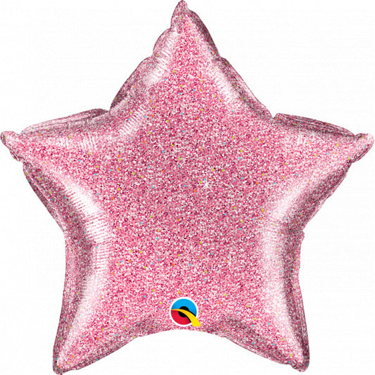 Glittergraphic Pink Star Balloon - 20" Foil