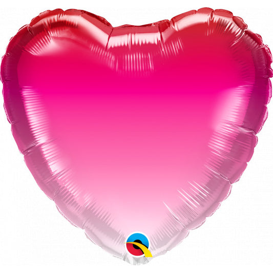 PINK OMBRE Heart Balloon - 18" Foil Packaged