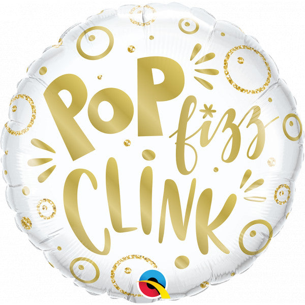 Happy New Year Pop Fizz Clink Balloon - Foil
