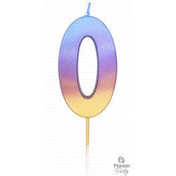 Rainbow Ombre Number "0" Candle