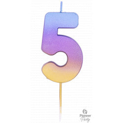 Rainbow Ombre Number "5" Candle