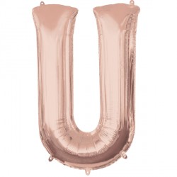 Rose Gold Letter 'U' Balloon - 34" Foil